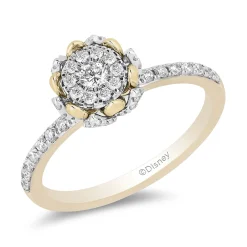 Enchanted Disney Fine Jewelry 14K White Gold and Yellow Gold 1/2 CTTW Diamond Tiana Engagement Ring