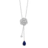 Enchanted Disney Fine Jewelry Sterling Silver with 1/8 CTTW Diamonds and Created Blue Sapphire Cinderella Necklace