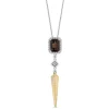Enchanted Disney Fine Jewelry Sterling Silver and 14K Yellow Gold with 1/5 CTTW Diamonds and Smokey Quartz Pocahontas Pendant Necklace