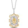 Enchanted Disney Fine Jewelry Sterling Silver and 14K Yellow Gold with 1/5 CTTW Diamond and Citrine Belle Pendant Necklace
