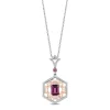 Enchanted Disney Fine Jewelry Sterling Silver and 10K Rose Gold with 1/5 CTTW Diamond and Rhodolite Garnet Mulan Pendant Necklace