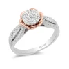 Enchanted Disney Fine Jewelry 14K Rose Gold and White Gold with 1/2 CTTW Diamond Belle Composite Engagement Ring
