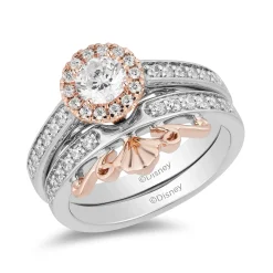 Enchanted Disney Fine Jewelry 14K White Gold And Rose Gold With 9/10 CTTW Diamond Ariel Bridal Set