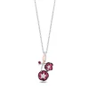Enchanted Disney Fine Jewelry Sterling Silver and 10K Rose Gold with 1/6 CTTW Diamonds and Garnet Mulan Flower Pendant Necklace