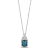 Enchanted Disney Fine Jewelry Sterling Silver with 1/10 CTTW Diamonds and London Blue Topaz Cinderella Pendant Necklace