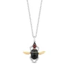 Enchanted Disney Fine Jewelry Sterling Silver and 10K Yellow Gold with 1/8 CTTW Diamonds, Garnet and Onyx Jafar Beetle Necklace