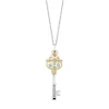 Enchanted Disney Fine Jewelry Sterling Silver and 10K Yellow Gold 1/20 CTTW Diamonds with Green Amethyst and Green Tourmaline Stepsisters Key Pendant Necklace