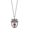 Enchanted Disney Fine Jewelry Black Rhodium Over Sterling Silver with 1/4 CTTW White and Black Diamonds and Garnet Evil Queen Dark Woods Pendant Necklace