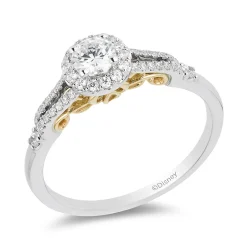Enchanted Disney Fine Jewelry 14K White Gold and Yellow Gold With 1/2 CTTW Diamond Cinderella Engagement Ring