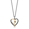 Enchanted Disney Fine Jewelry Black Rhodium Over Sterling Silver and 10K Yellow Gold 1/5 CTTW Black Diamond and Red Garnet Jafar Heart Pendant Necklace