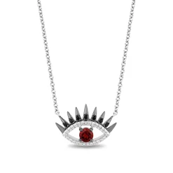 Enchanted Disney Fine Jewelry Sterling Silver with 1/6 CTTW Diamonds and Garnet Cruella Necklace