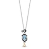 Enchanted Disney Fine Jewelry Black Rhodium and 10K Yellow Gold with Sterling Silver with 1/10 CTTW Diamond and Swiss Blue Topaz Jasmine Pendant Necklace