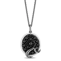 Enchanted Disney Fine Jewelry The Little Mermaid Black Rhodium over Sterling Silver with 1/20 CTTW Diamond with Black Onyx Ursula Pendant Necklace