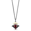 Enchanted Disney Fine Jewelry Black Rhodium Over Sterling Silver and 10K Yellow Gold with 1/10 CTTW Diamonds and Garnet Evil Queen Necklace