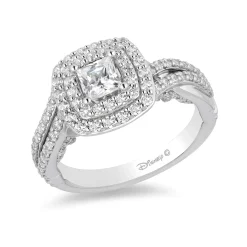 Enchanted Disney Fine Jewelry 14K White Gold with 1 1/4 CTTW Cinderella Carriage Engagement Ring
