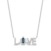 Enchanted Disney Fine Jewelry Sterling Silver with 1/8 CTTW Diamonds and Swiss Blue Topaz Cinderella Love Pendant Necklace