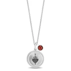 Enchanted Disney Fine Jewelry Sterling Silver with Checkerboard Garnet Evil Queen Dagger Pendant Necklace