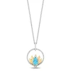 Enchanted Disney Fine Jewelry 14K Yellow Gold Over Sterling Silver with 1/6 CTTW Diamonds and Swiss Blue Topaz Jasmine Pendant Necklace