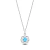 Enchanted Disney Fine Jewelry Sterling Silver with 1/10 CTTW Diamonds and Swiss Blue Topaz Jasmine Pendant Necklace