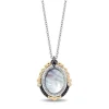 Enchanted Disney Fine Jewelry Sterling Silver and 10k Yellow Gold with 1/6 CTTW Diamond and Mother of Pearl Snow White Mirror Pendant Necklace