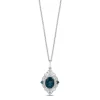 Enchanted Disney Fine Jewelry Sterling Silver with 1/6 CTTW Diamonds and London Blue Topaz Cinderella Pendant Necklace