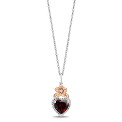 Enchanted Disney Fine Jewelry 14K Rose Gold Over Sterling Silver and 1/10 CTTW Diamonds and Garnet Snow White Heart Necklace