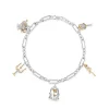 Enchanted Disney Fine Jewelry Sterling Silver and 10K Yellow Gold 1/6 CTTW Diamond Belle 30th Charm Bracelet