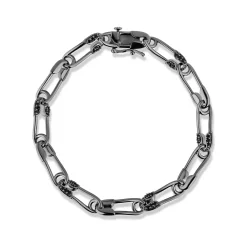 Enchanted Disney Fine Jewelry Rebel Heart Sterling Silver and Black Rhodium 1/4 CTTW Diamond Disney Cruella Live Action Bracelet