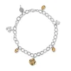 Enchanted Disney Fine Jewelry 14K Yellow Gold Over Sterling Silver 1/20 CTTW Diamond with Citrine Belle Charms Bracelet