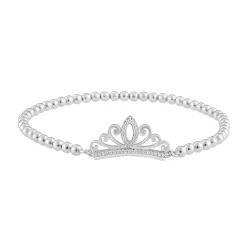 Enchanted Disney Fine Jewelry Sterling Silver with 1/10 CTTW Majestic Princess Bracelet