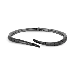 Enchanted Disney Fine Jewelry Black Rhodium over Sterling Silver with 1/5 CTTW Black Diamond Maleficent "Horn" Bangle