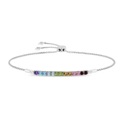 Enchanted Disney Fine Jewelry Sterling Silver with 1/20 CTTW Diamonds and Gemstone Majestic Princess Tennis Bracelet