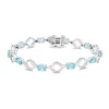 Enchanted Disney Fine Jewelry Sterling Silver With 1/6 CTTW Diamond and Swiss Blue Topaz Jasmine Arabesque Bracelet