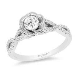 Enchanted Disney Fine Jewelry 14K White Gold with 1/2 CTTW Diamond Belle Bridal Ring
