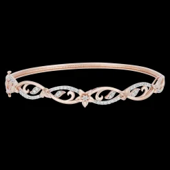 Enchanted Disney Fine Jewelry 14K Rose Gold Over Sterling Silver with 1/3 CTTW Diamonds Rapunzel Bangle