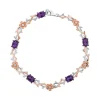 Enchanted Disney Fine Jewelry Sterling Silver and 14K Rose Gold with 1/8 CTTW Diamonds and Amethyst Rapunzel Bracelet
