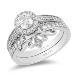Enchanted Disney Fine Jewelry 14K White Gold 9/10 CTTW Diamond Majestic Princess Bridal Set