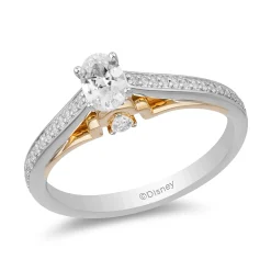 Enchanted Disney Fine Jewelry 14K White Gold and Yellow Gold with 5/8 CTTW Jasmine Engagement Ring