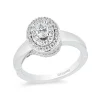 Enchanted Disney Fine Jewelry 14K White Gold with 3/4 CTTW Oval Center Diamond Pocahontas Engagement Ring