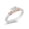Enchanted Disney Fine Jewelry 14K White Gold and Rose Gold with 1/2 CTTW Diamond Snow White Engagement Ring