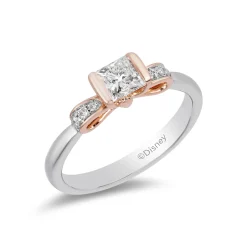 Enchanted Disney Fine Jewelry 14K White Gold and Rose Gold with 1/2 CTTW Diamond Snow White Engagement Ring