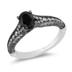 Enchanted Disney Fine Jewelry Black Rhodium over 14K White Gold with 1 CTTW White and Black Diamonds Maleficent Ring