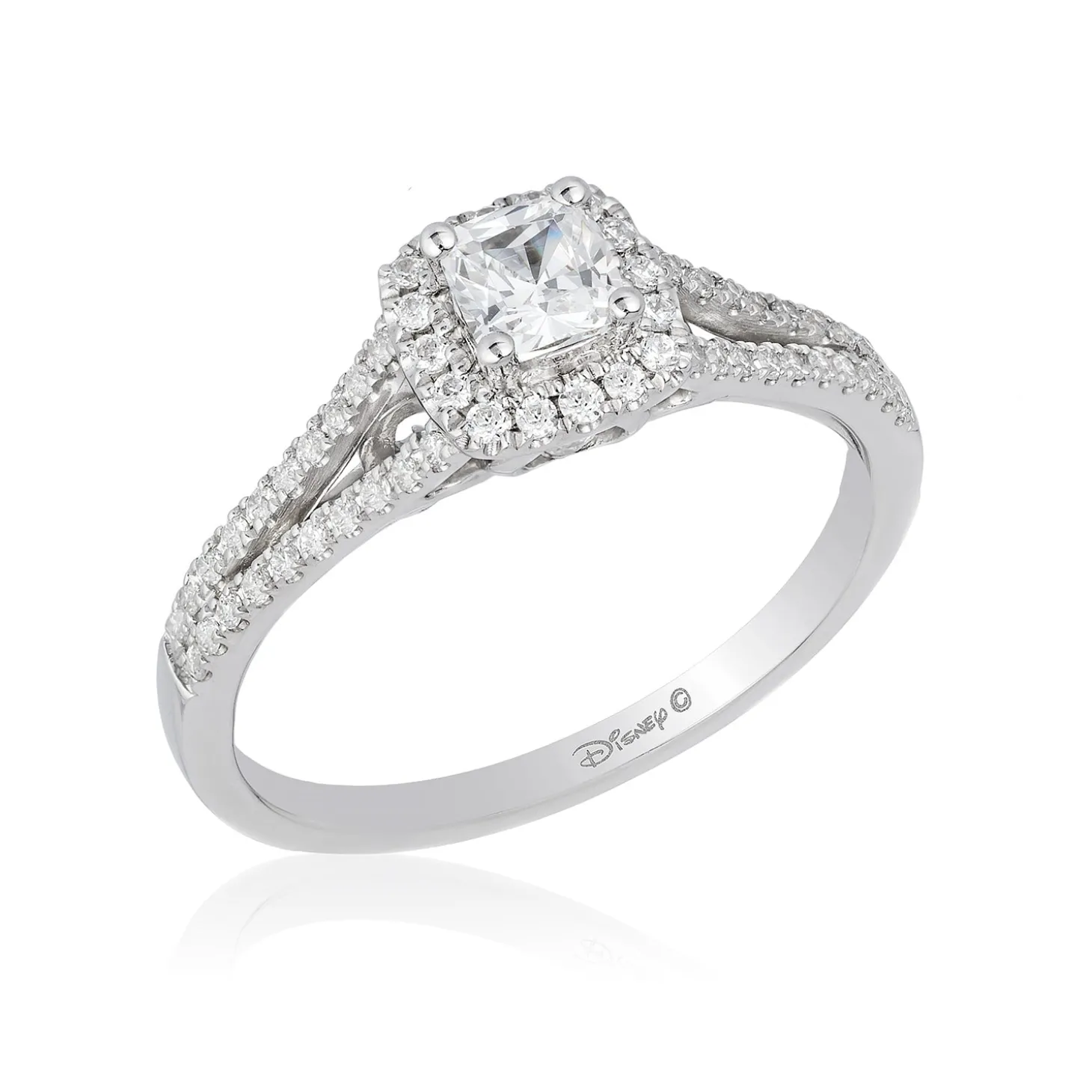 Enchanted Disney Fine Jewelry 14K White Gold With 5/8 CTTW Diamond Cinderella Engagement Ring
