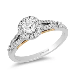 Enchanted Disney Fine Jewelry 14K White Gold and Yellow Gold with 3/4 CTTW Diamond Jasmine Engagement Ring