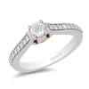 Enchanted Disney Fine Jewelry 14K White Gold and Rose Gold 1/2 CTTW Aurora Engagement Ring
