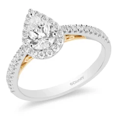 Enchanted Disney Fine Jewelry 14K White Gold and Yellow Gold With 3/4 CTTW Diamond Rapunzel Engagement Ring