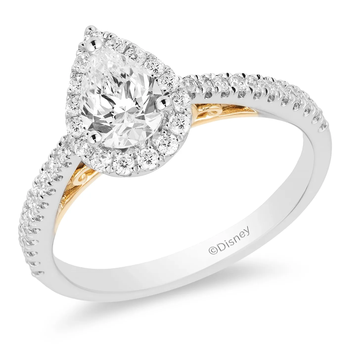 Enchanted Disney Fine Jewelry 14K White Gold and Yellow Gold With 3/4 CTTW Diamond Rapunzel Engagement Ring
