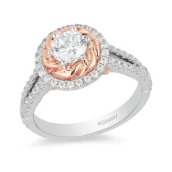 Enchanted Disney Fine Jewelry 14K White Gold and Rose Gold with 1 CTTW Belle Engagement Ring