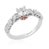 Enchanted Disney Fine Jewelry 14K White Gold and Rose Gold with 3/4 CTTW Belle Engagement Ring