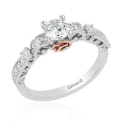 Enchanted Disney Fine Jewelry 14K White Gold and Rose Gold with 3/4 CTTW Belle Engagement Ring